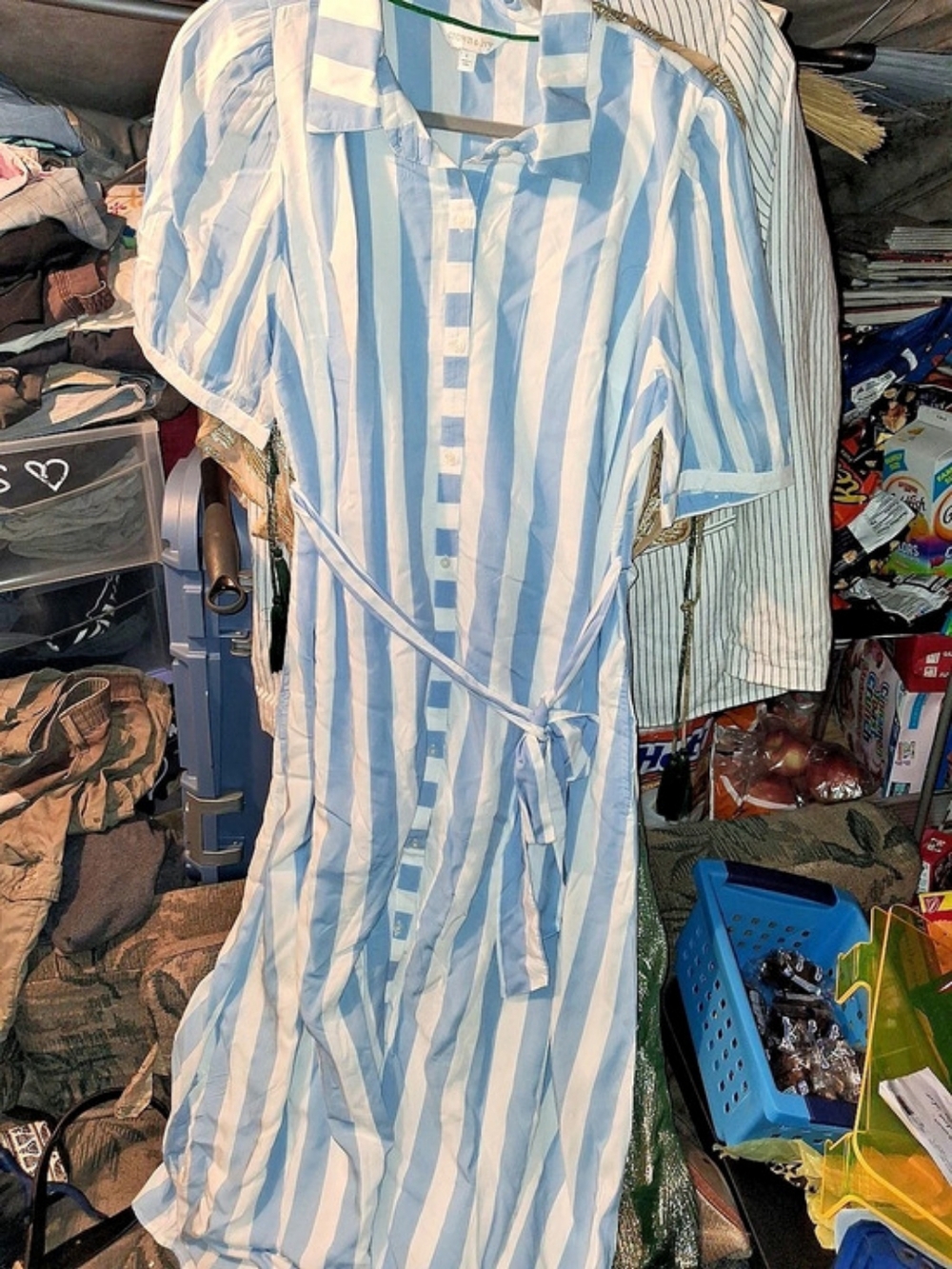 Crown & Ivy Striped Midi Dress in Blue & White